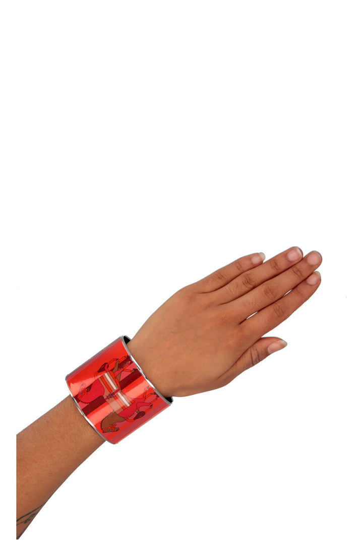HERMÈS Horse Bracelet Large Email Red