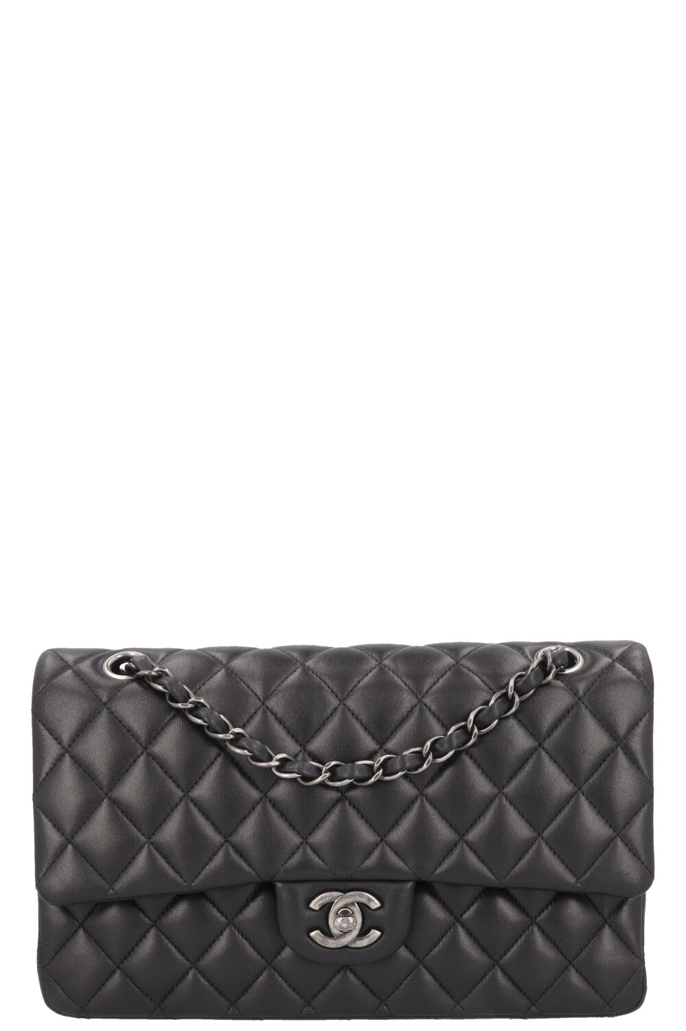 CHANEL Double Flap Bag Medium Rhodium Black