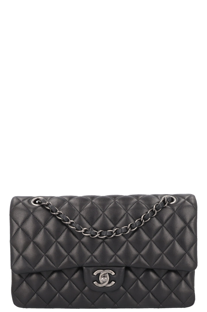 CHANEL Double Flap Bag Medium Rhodium Black