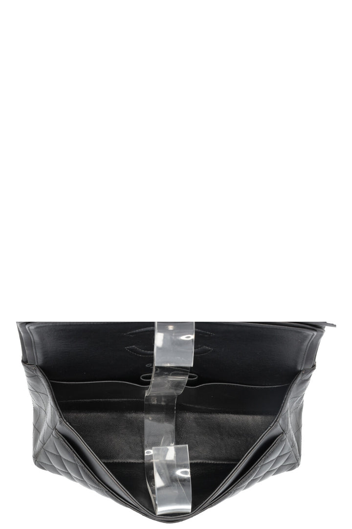 CHANEL Double Flap Bag Medium Rhodium Black