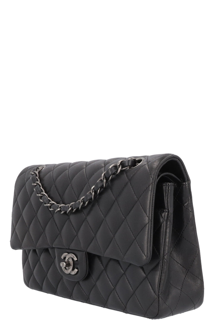 CHANEL Double Flap Bag Medium Rhodium Black