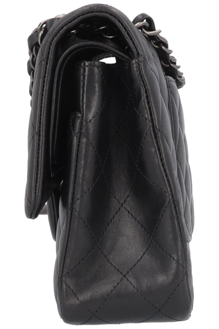 CHANEL Double Flap Bag Medium Rhodium Black