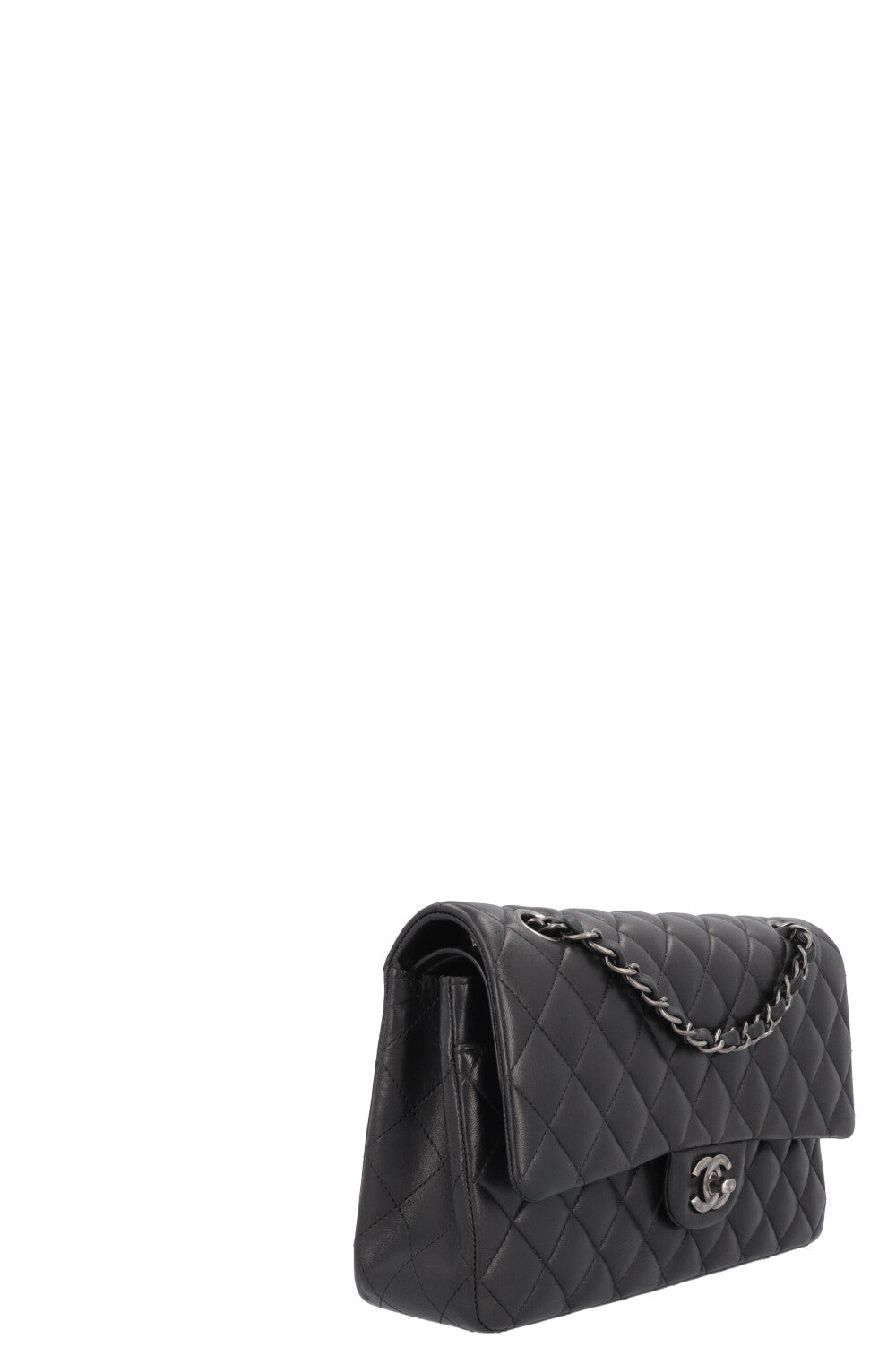 CHANEL Double Flap Bag Medium Rhodium Black