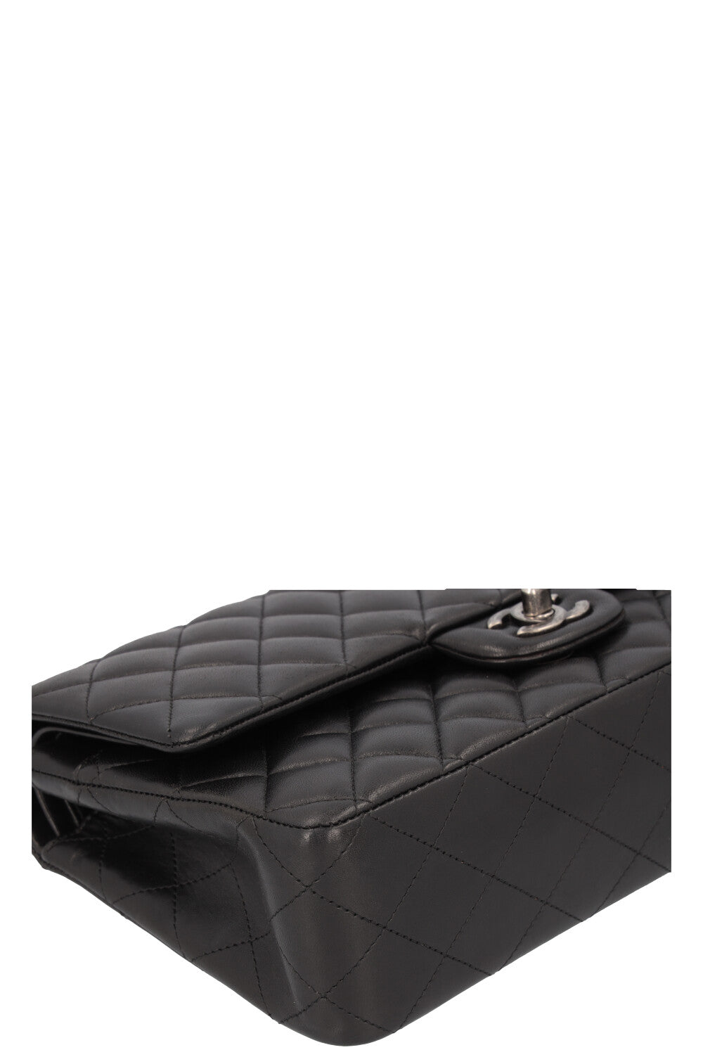 CHANEL Double Flap Bag Medium Rhodium Black