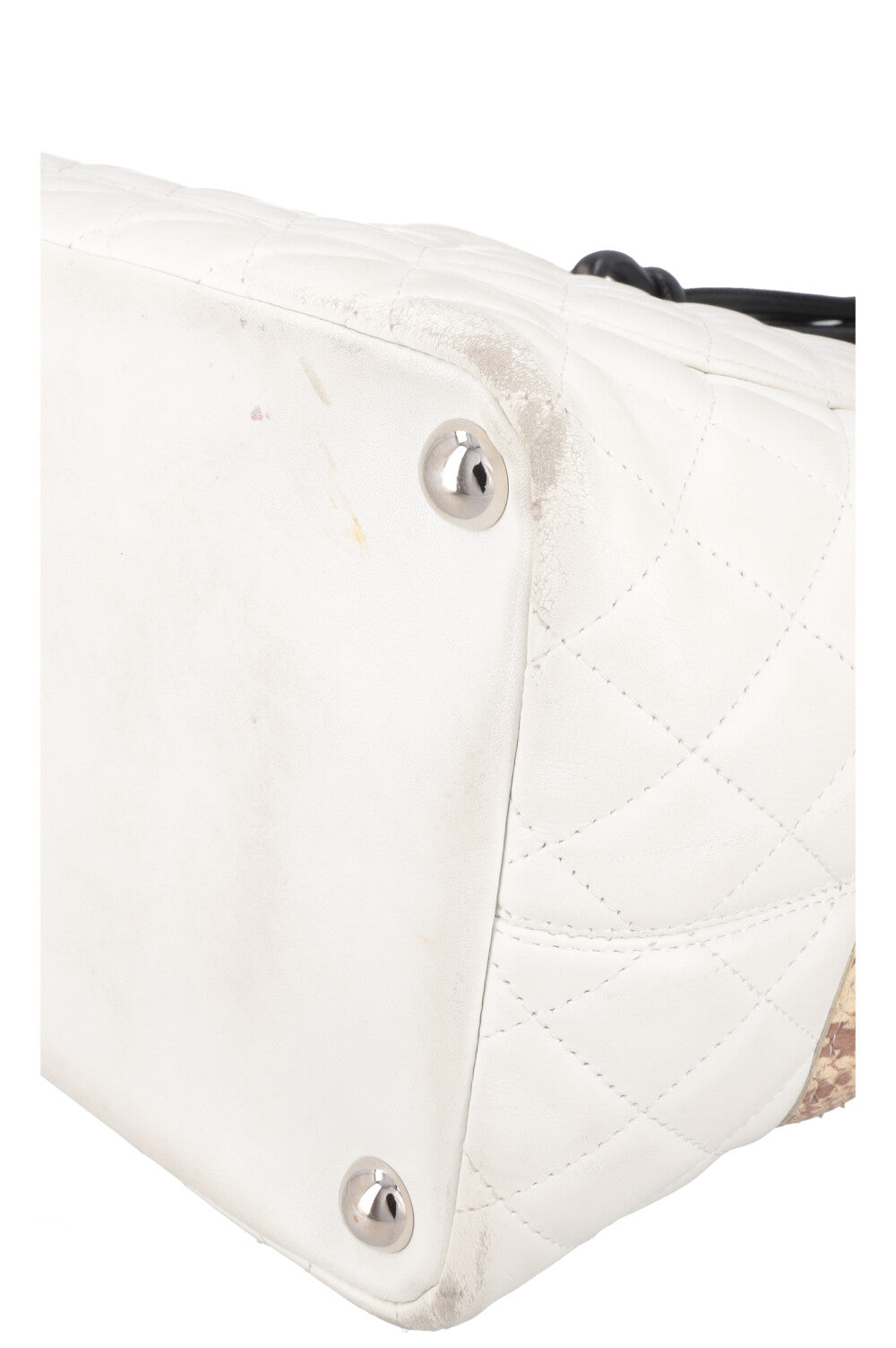 CHANEL Cambon Tote Bag Python White
