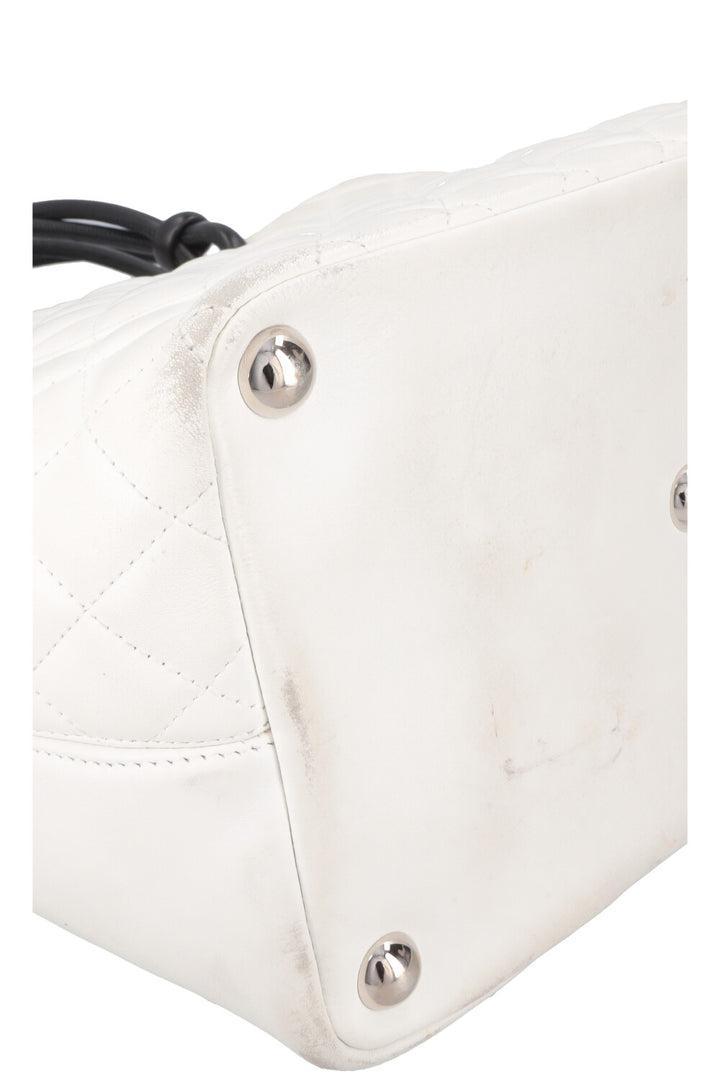 CHANEL Cambon Tote Bag Python White