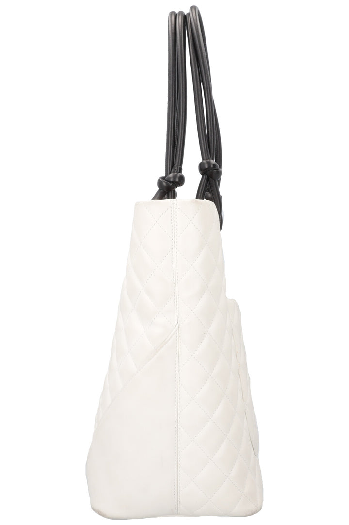 CHANEL Cambon Tote Bag Python White