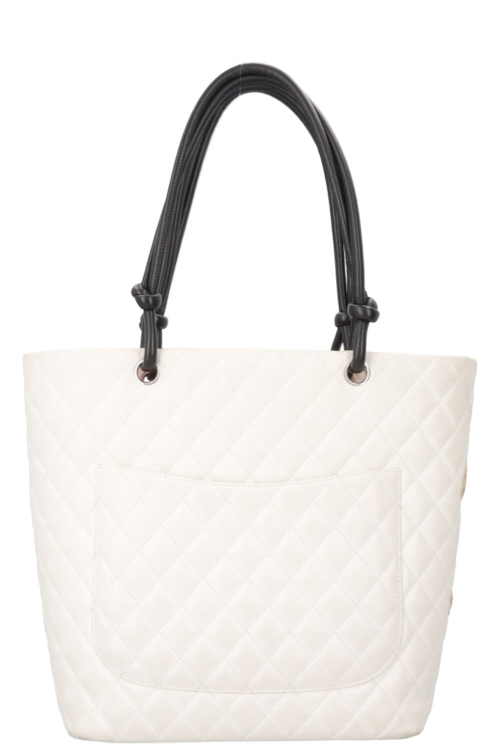 CHANEL Cambon Tote Bag Python White
