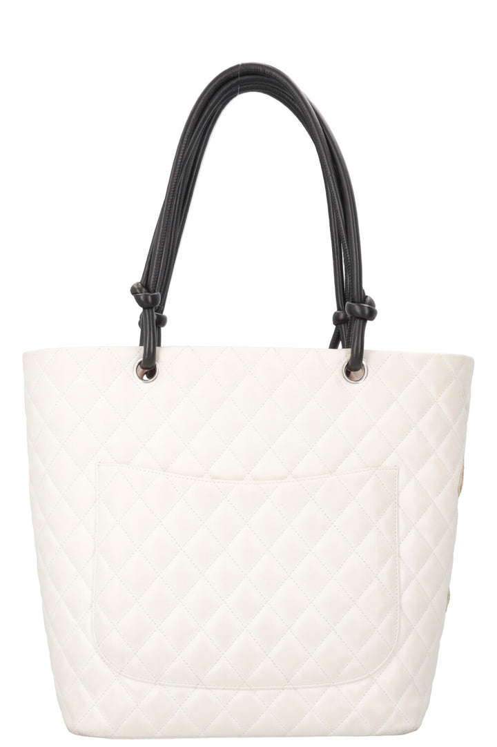 CHANEL Cambon Tote Bag Python White