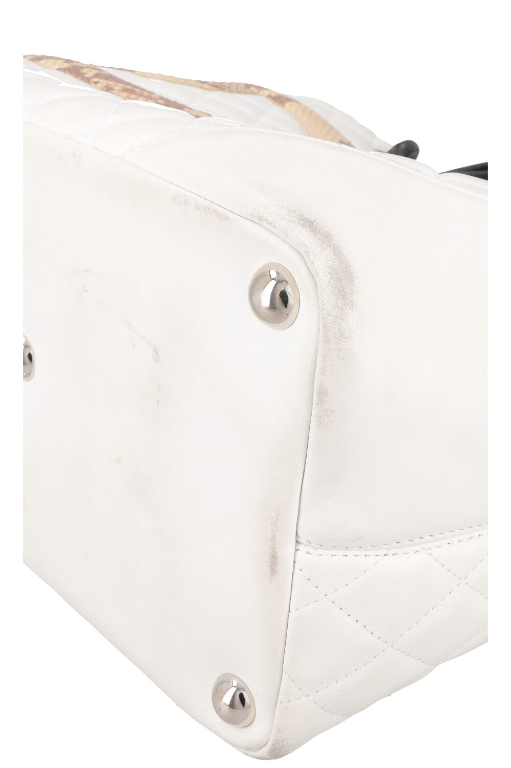 CHANEL Cambon Tote Bag Python White