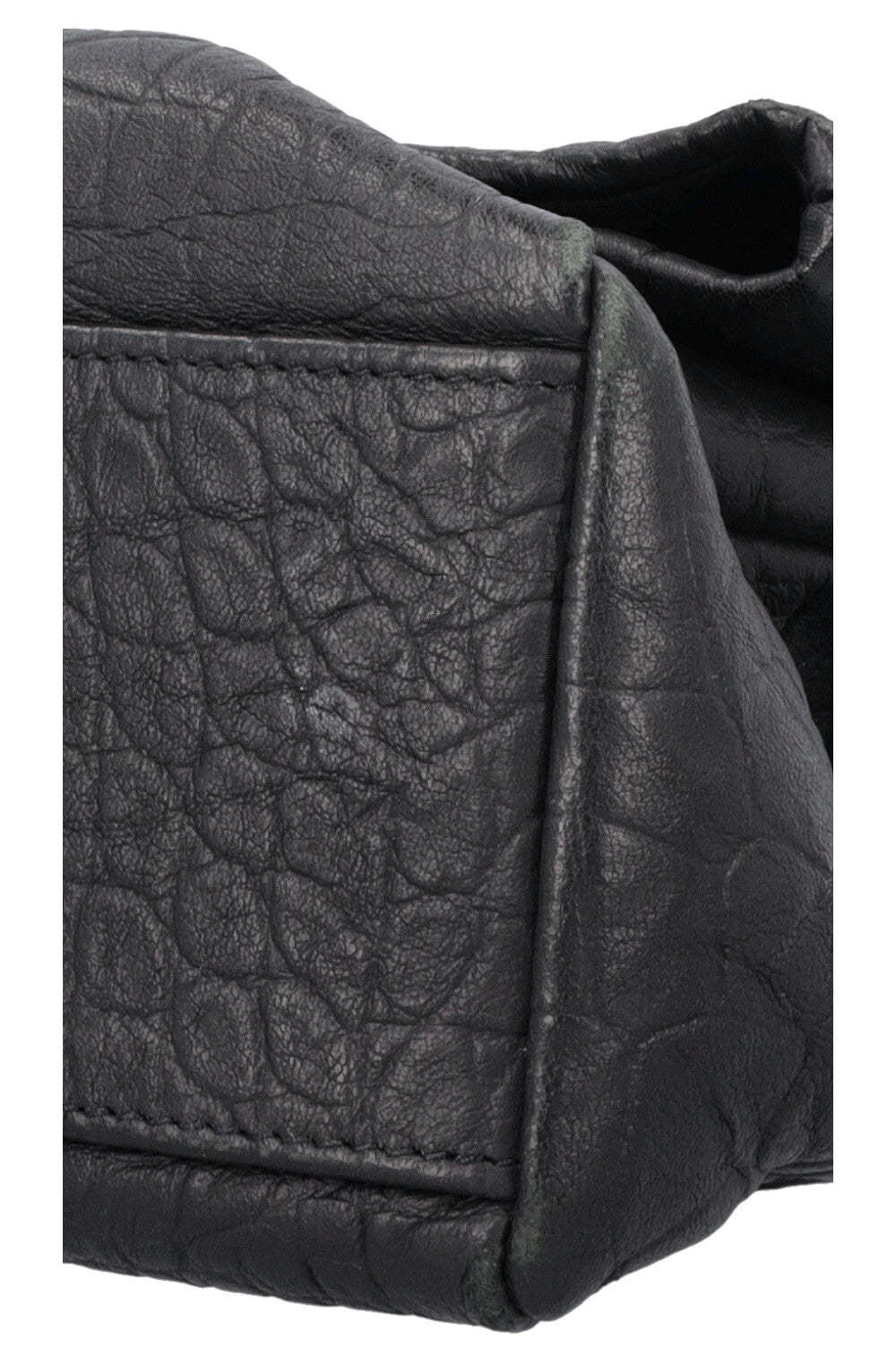 SAINT LAURENT Medium West Hollywood Shoulder Bag Croc Embossed Black