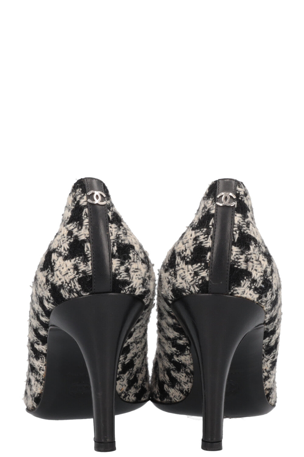 CHANEL Tweed Classic Heels Black White