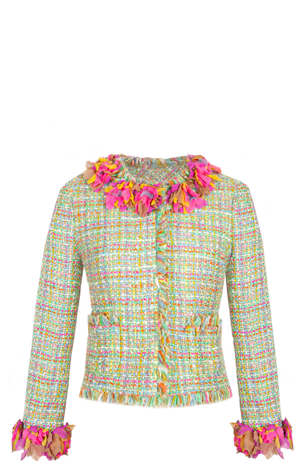 CHANEL Jacket Multicolor Tweed Green 01A – REAWAKE