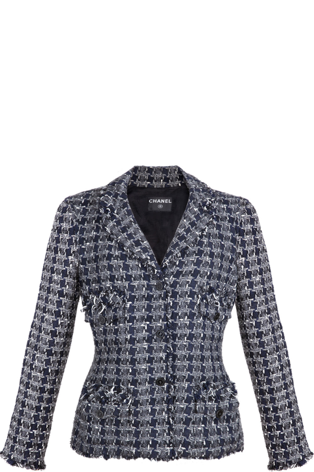 Chanel Tweed Jacket Darkblue Grey