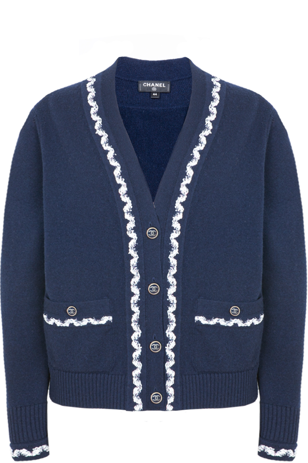 Chanel SS 2021 Patch Pocket Knit Cardigan Navy