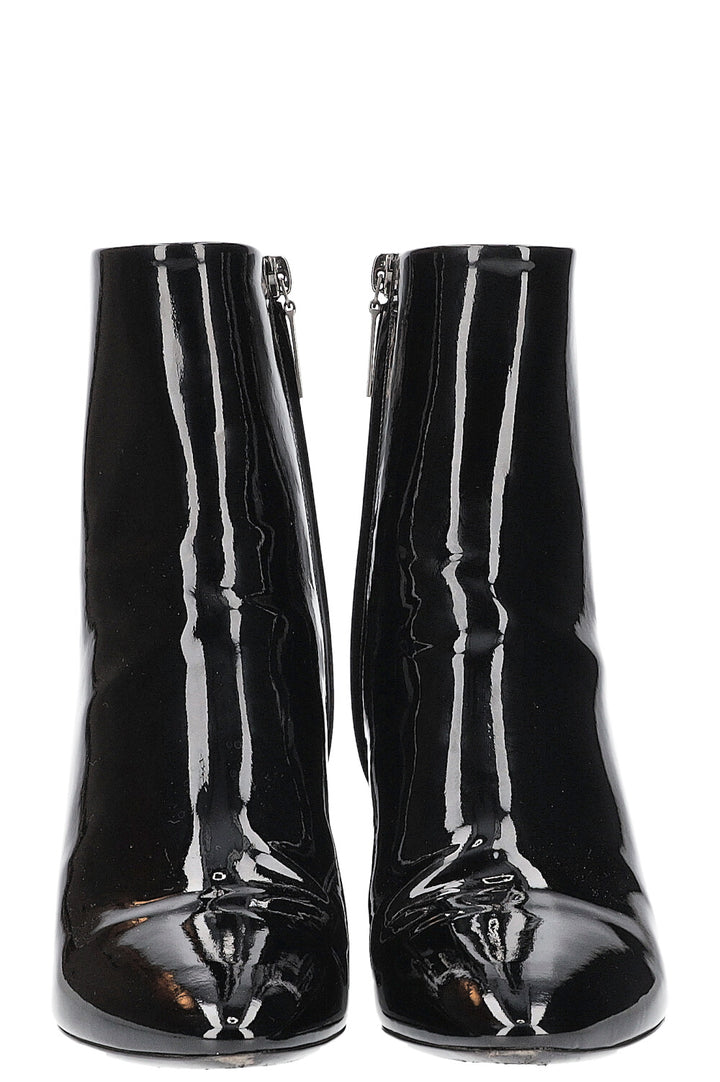 SAINT LAURENT Bottines Loulou Cuir Verni Noir