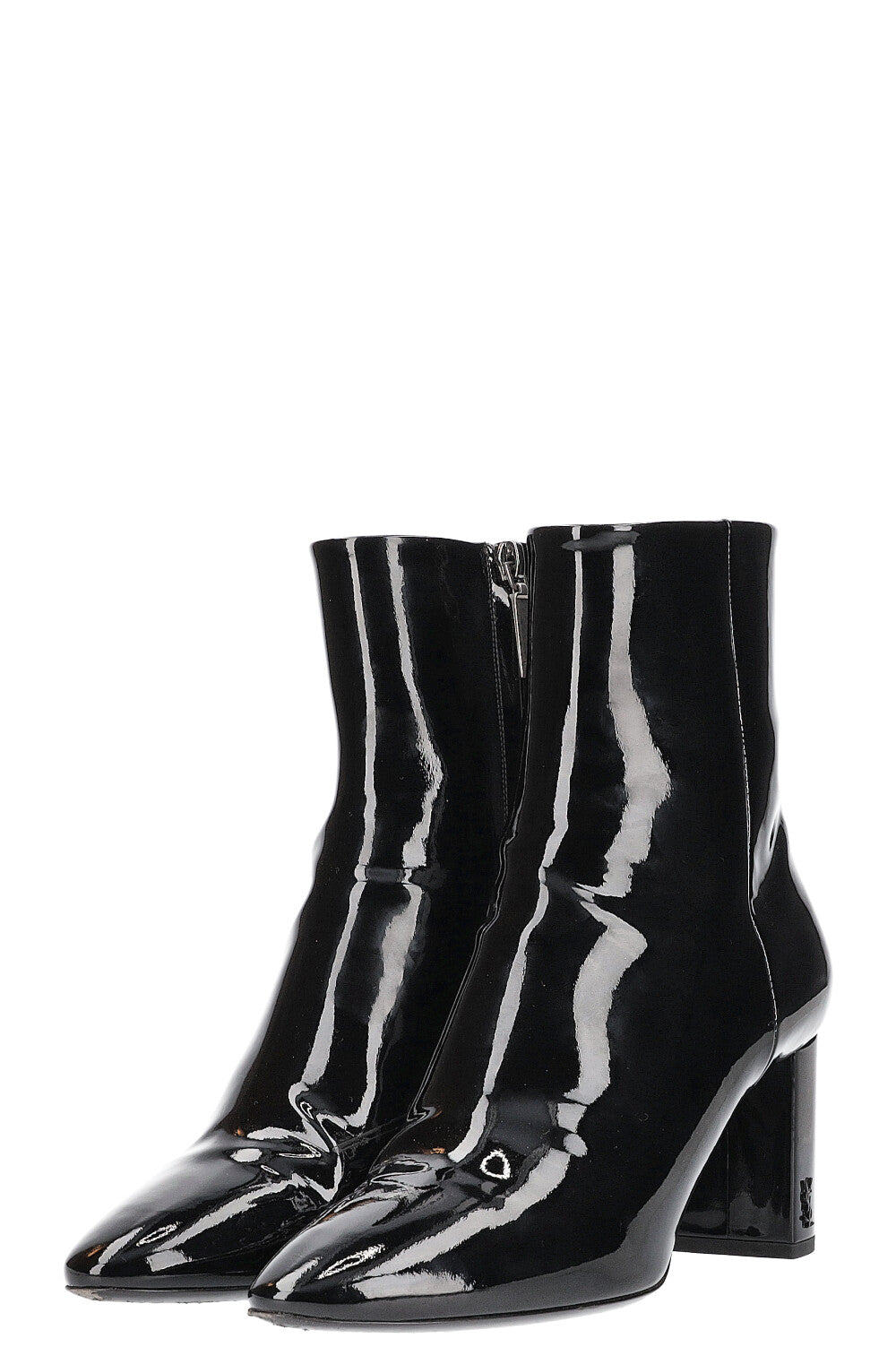SAINT LAURENT Bottines Loulou Cuir Verni Noir