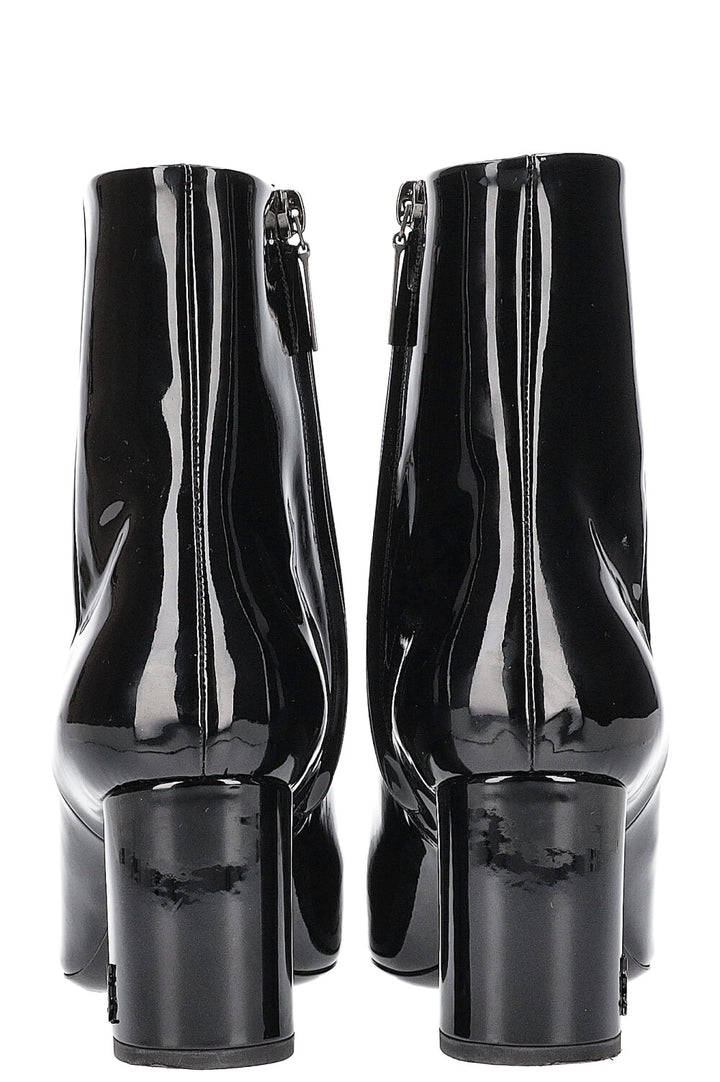 SAINT LAURENT Bottines Loulou Cuir Verni Noir