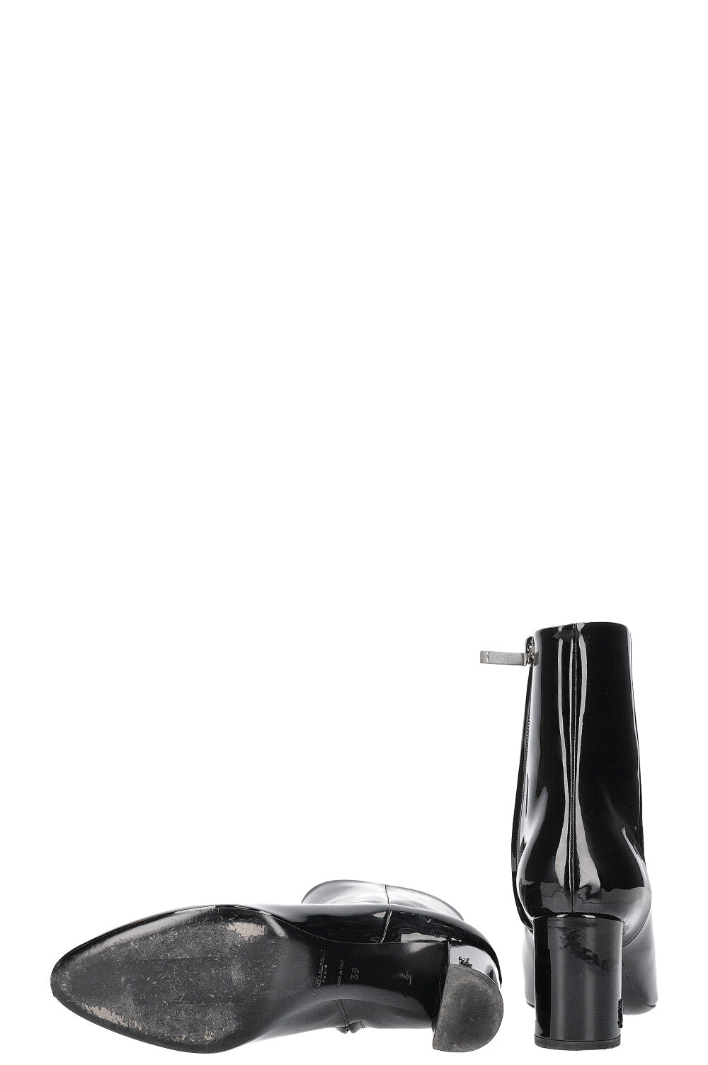 SAINT LAURENT Bottines Loulou Cuir Verni Noir