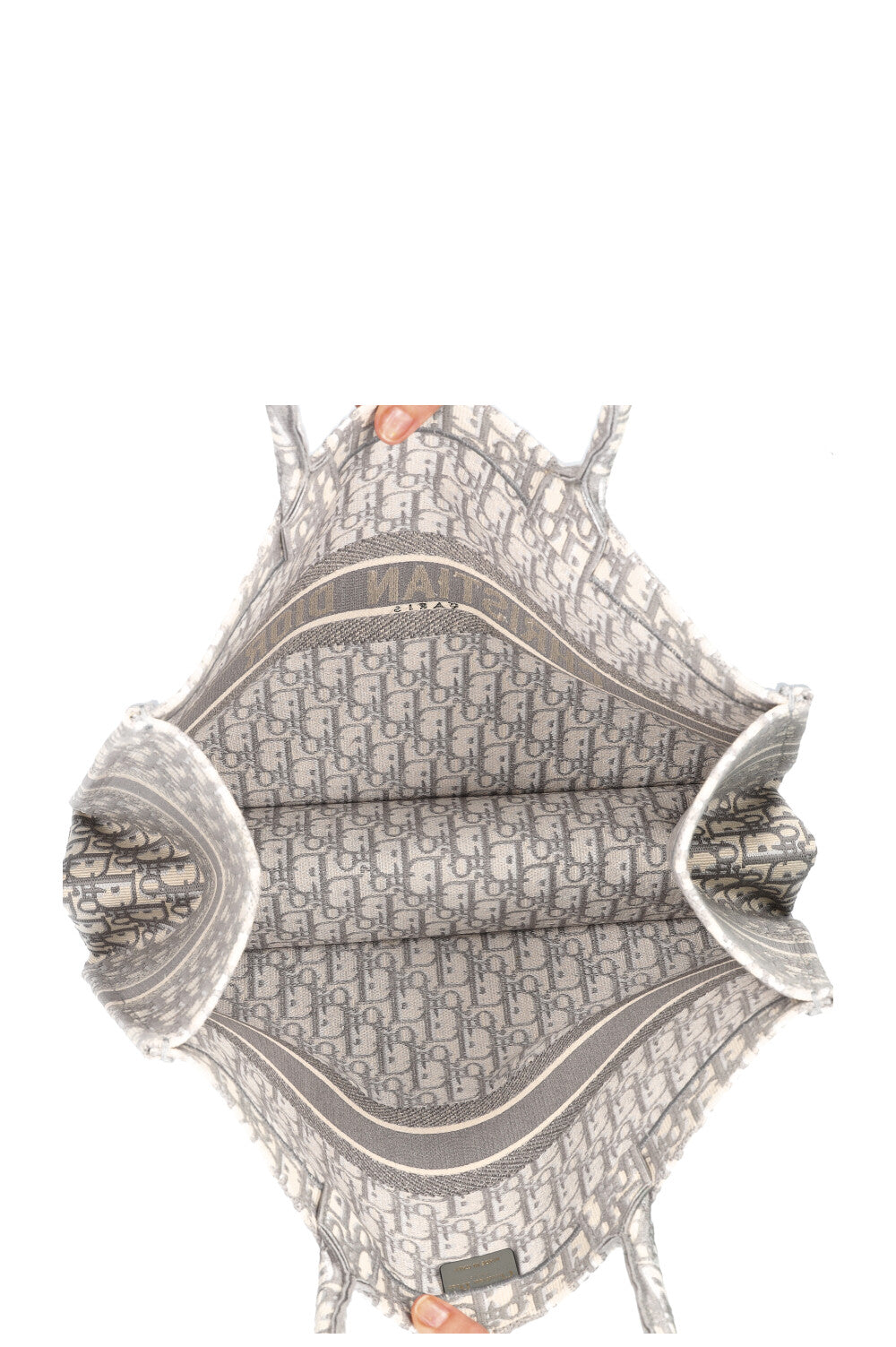 CHRISTIAN DIOR Book Tote Grand Oblique Gris