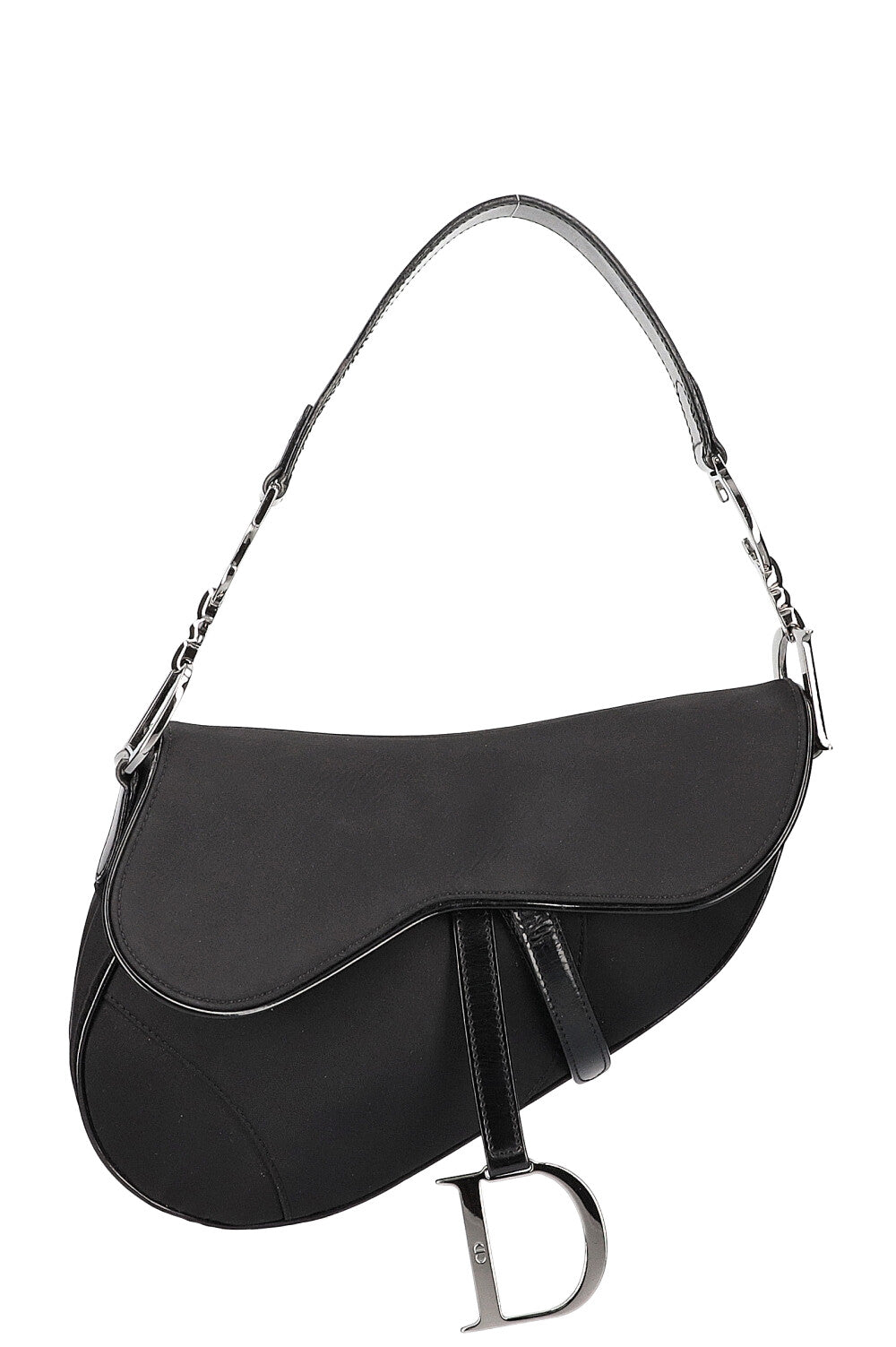 CHRISTIAN DIOR 90s Black Nylon Saddle Bag — Garment