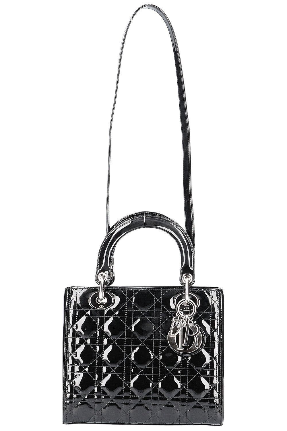 Lady dior medium patent black outlet