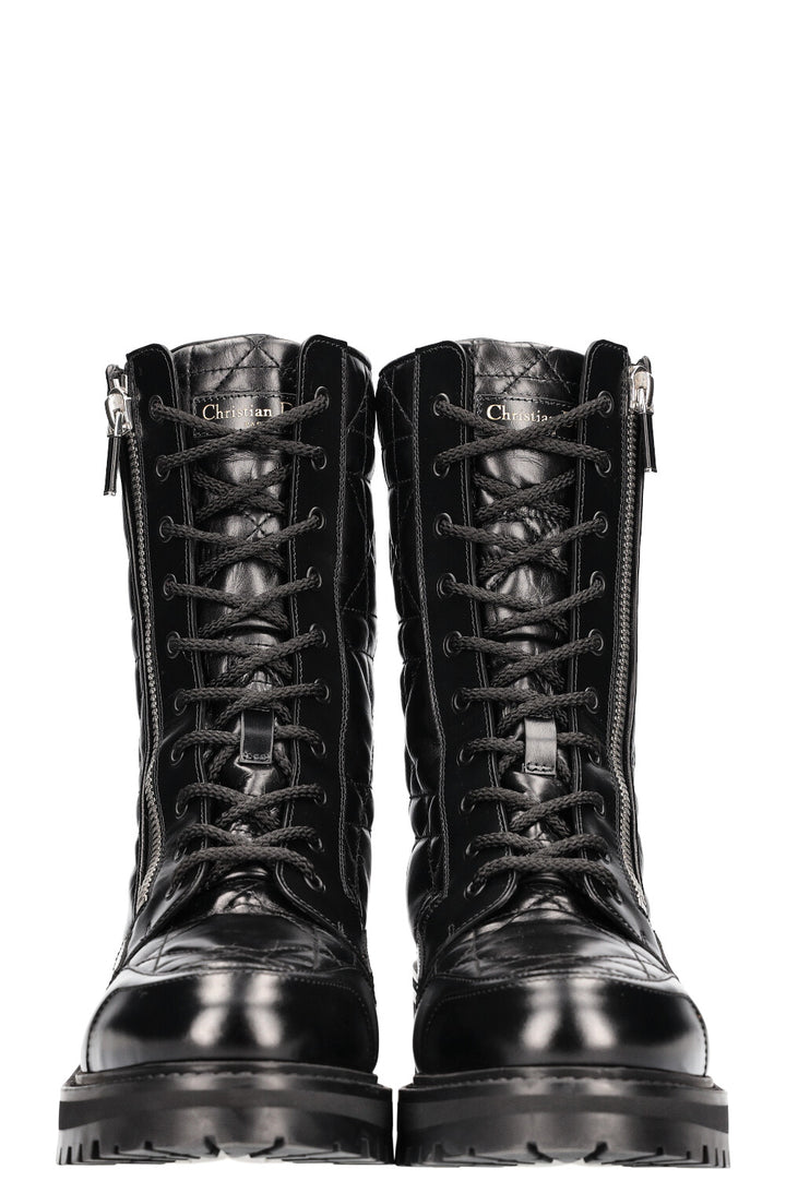 CHRISTIAN DIOR Bottines en cuir D-Ankle Cannage Noir