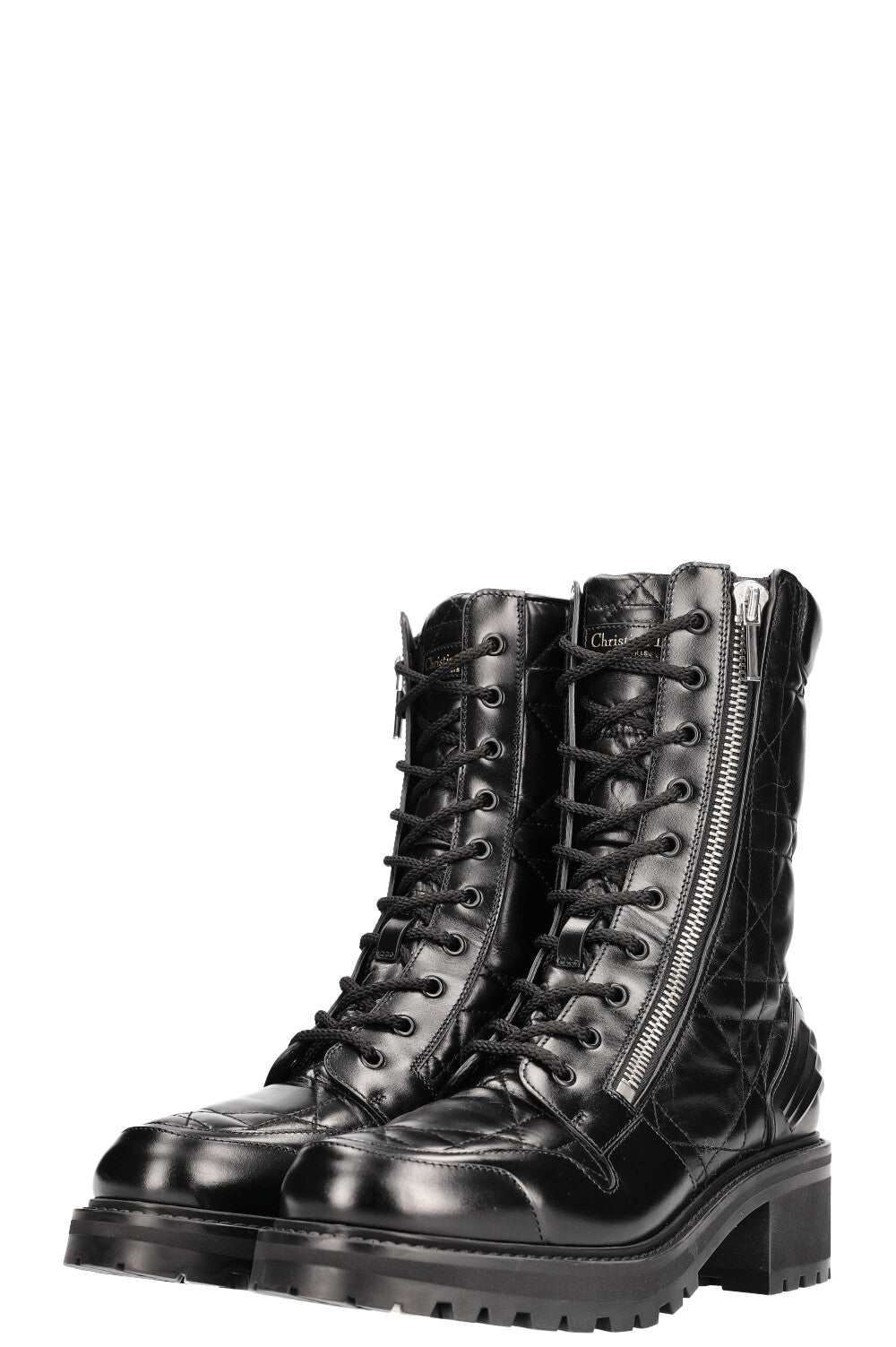 CHRISTIAN DIOR Bottines en cuir D-Ankle Cannage Noir