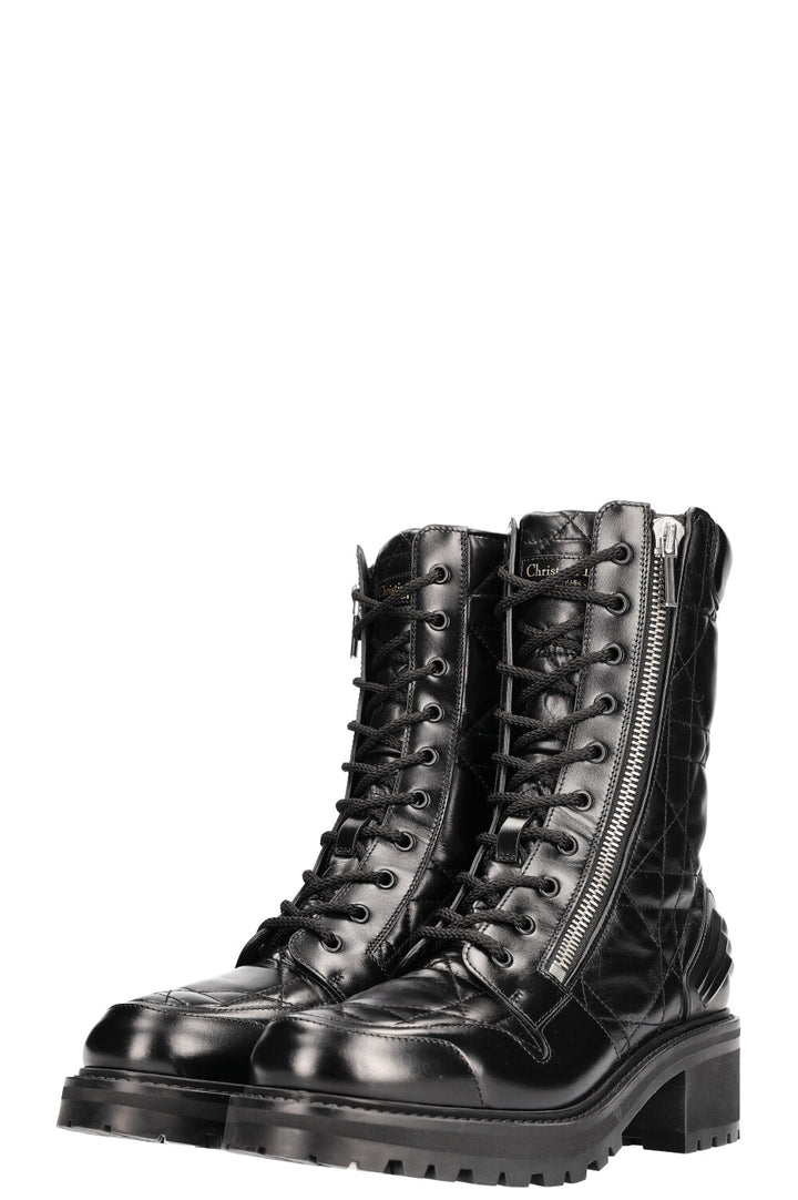 CHRISTIAN DIOR Bottines en cuir D-Ankle Cannage Noir