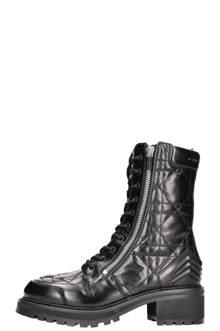CHRISTIAN DIOR Bottines en cuir D-Ankle Cannage Noir
