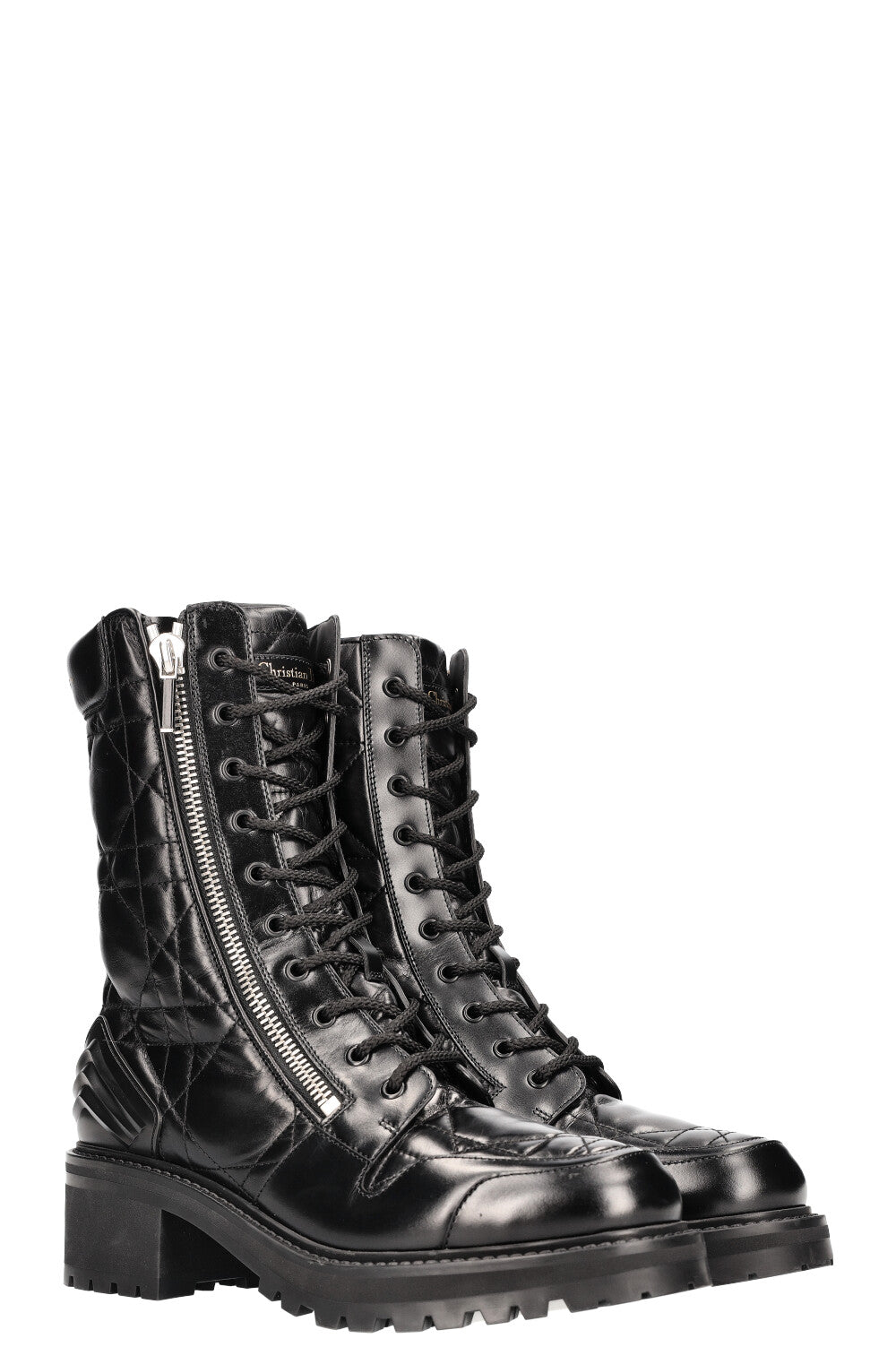 Christian Dior D-Ankle Leather Boots Cannage Black