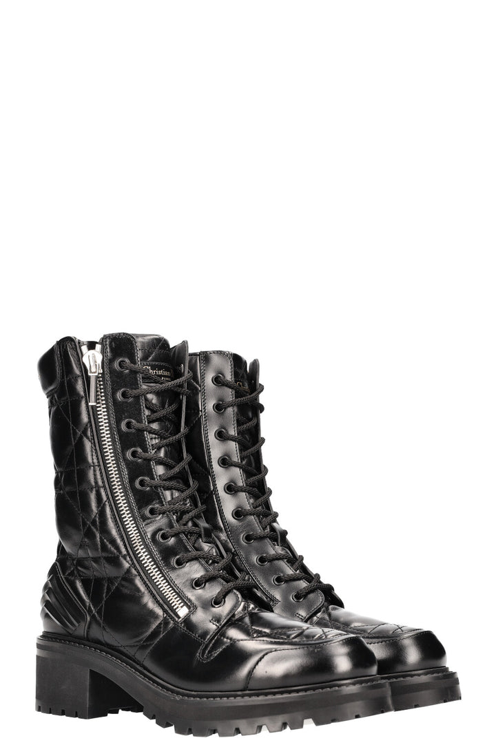 Christian Dior D-Ankle Leather Boots Cannage Black