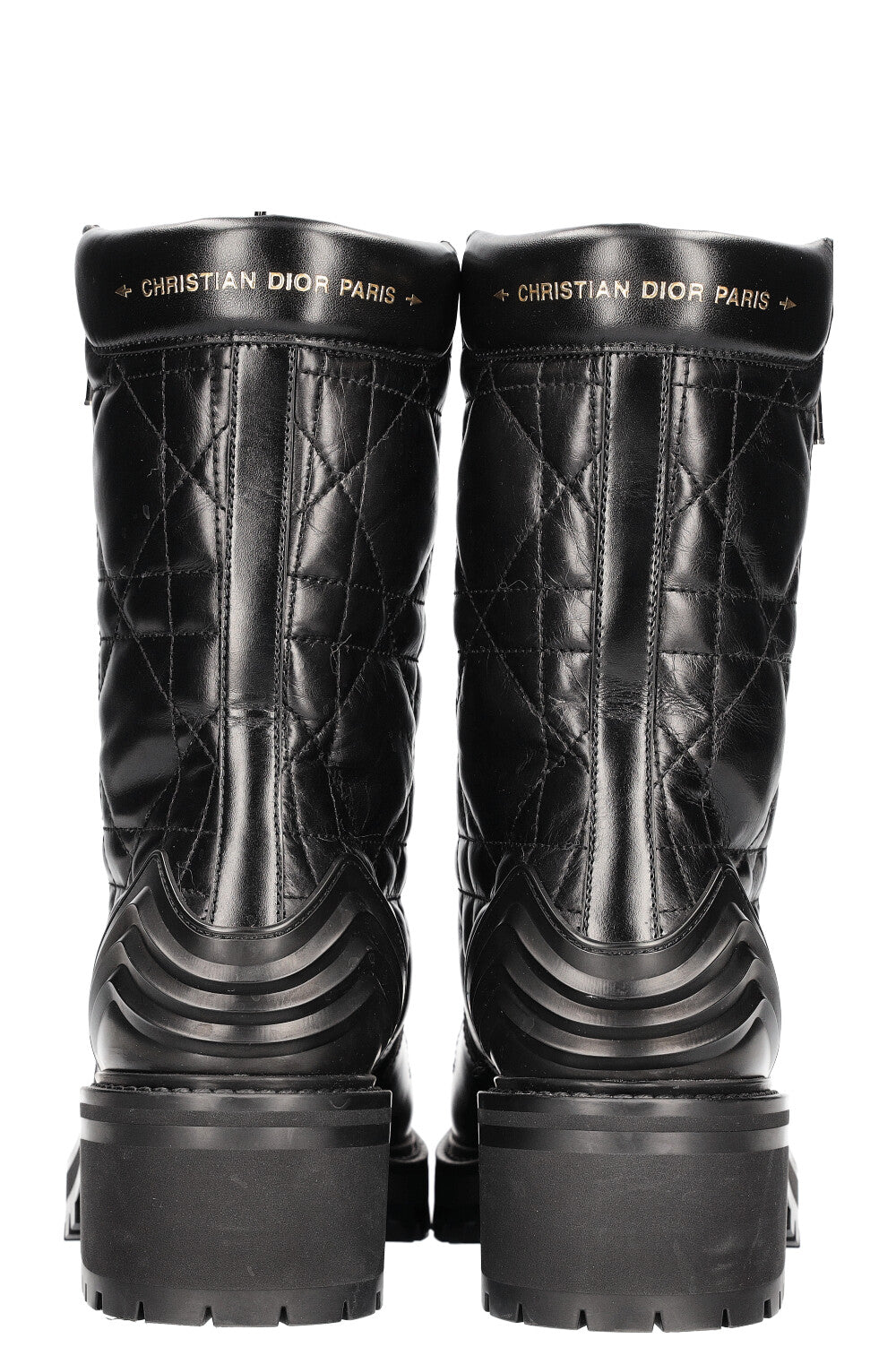 CHRISTIAN DIOR Bottines en cuir D-Ankle Cannage Noir