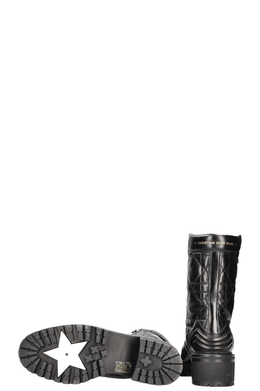 CHRISTIAN DIOR Bottines en cuir D-Ankle Cannage Noir