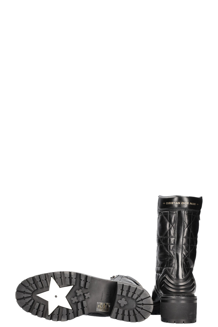 CHRISTIAN DIOR Bottines en cuir D-Ankle Cannage Noir