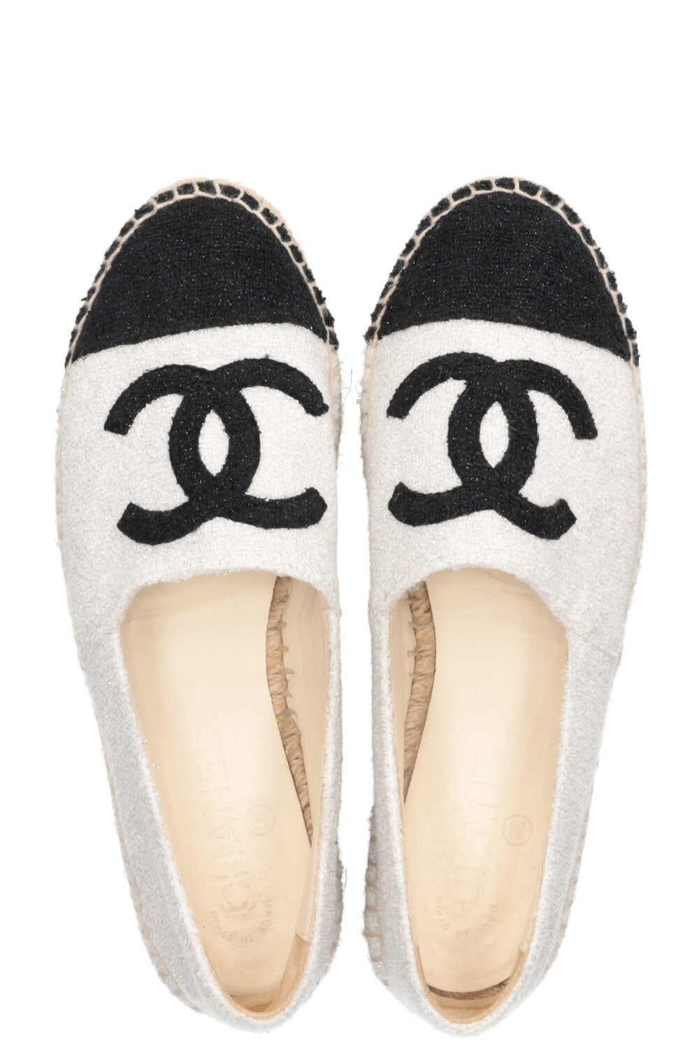 CHANEL Espadrilles Glitter White