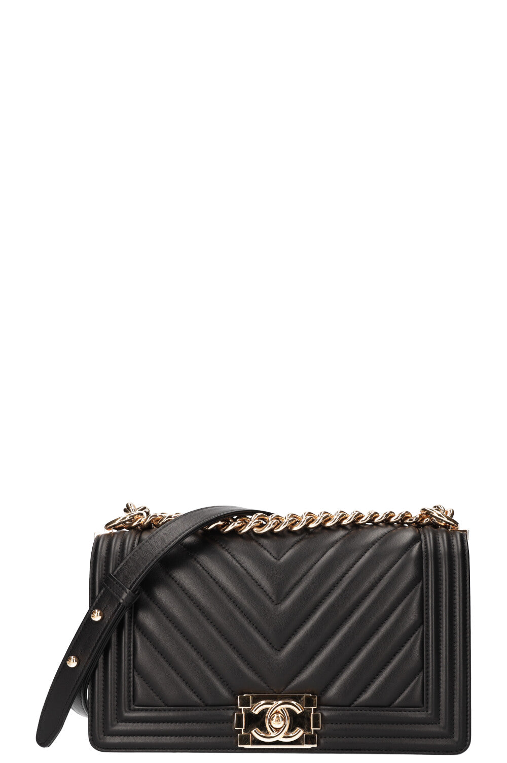 CHANEL Medium Boy Bag Chevron Black REAWAKE