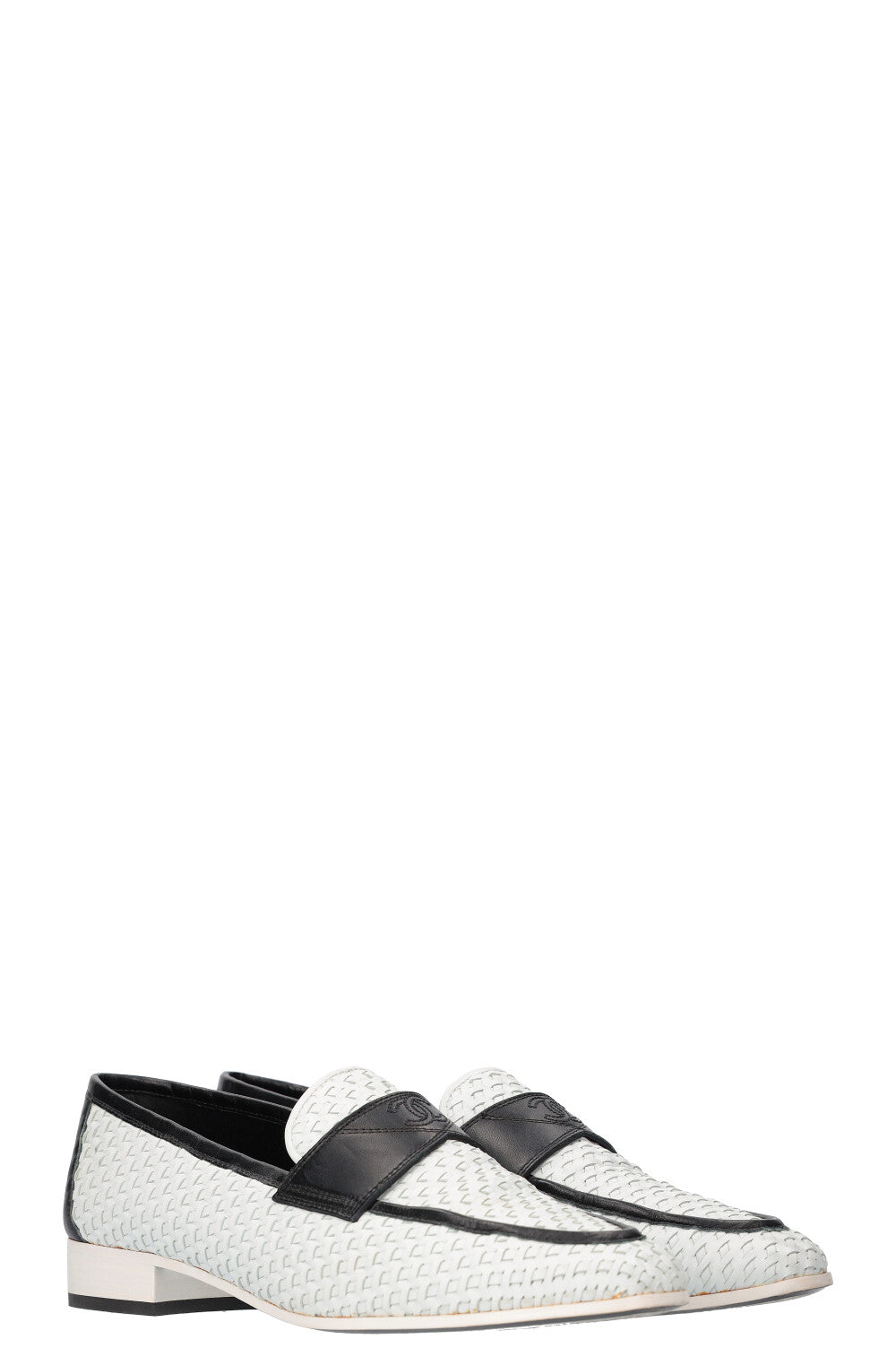 CHANEL Loafer Flats Black and White REAWAKE