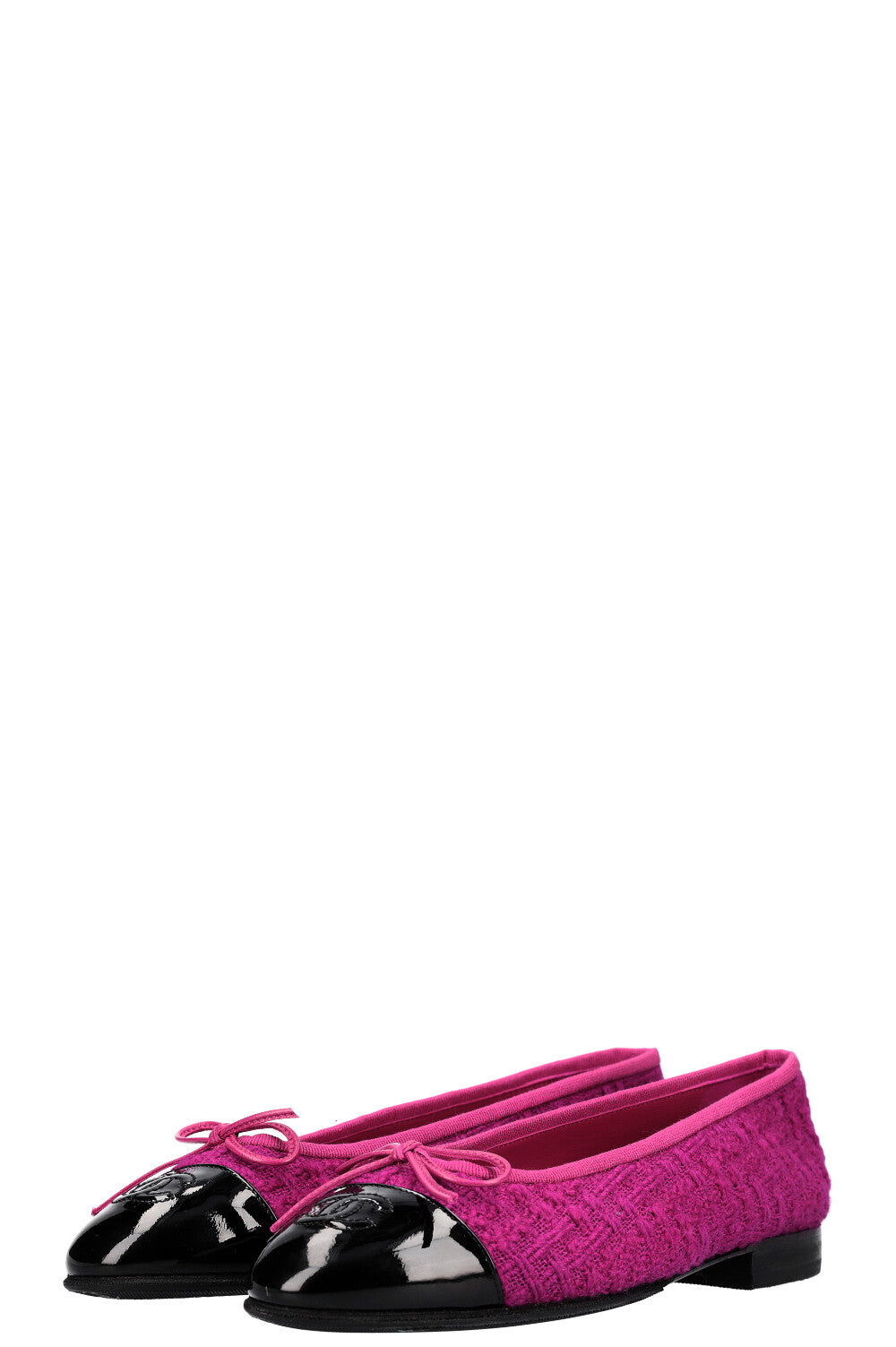 CHANEL Ballerina Flats Tweed Pink