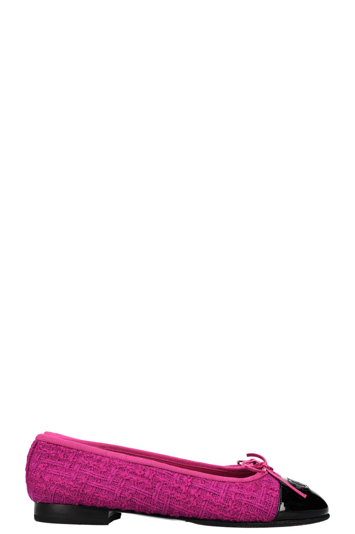 CHANEL Ballerina Flats Tweed Pink