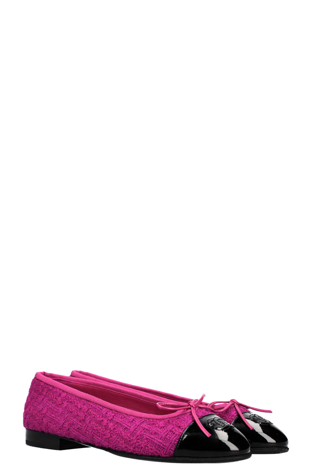 CHANEL Ballerina Flats Tweed Pink