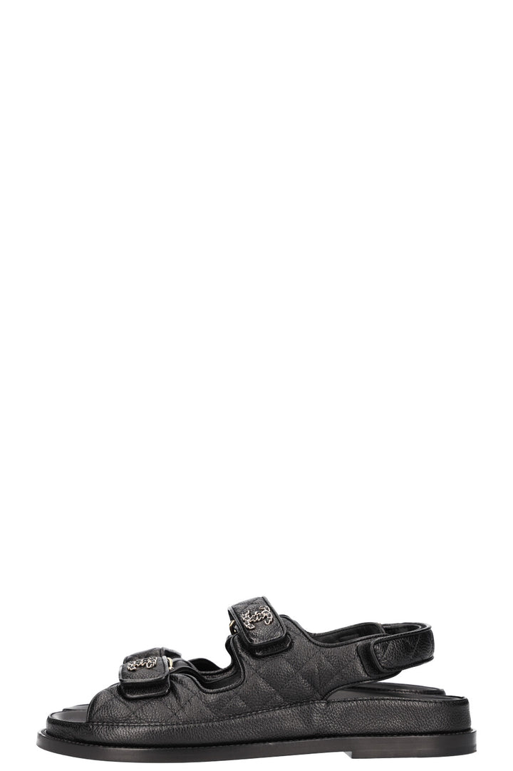 CHANEL Sandales Dad Caviar Noir