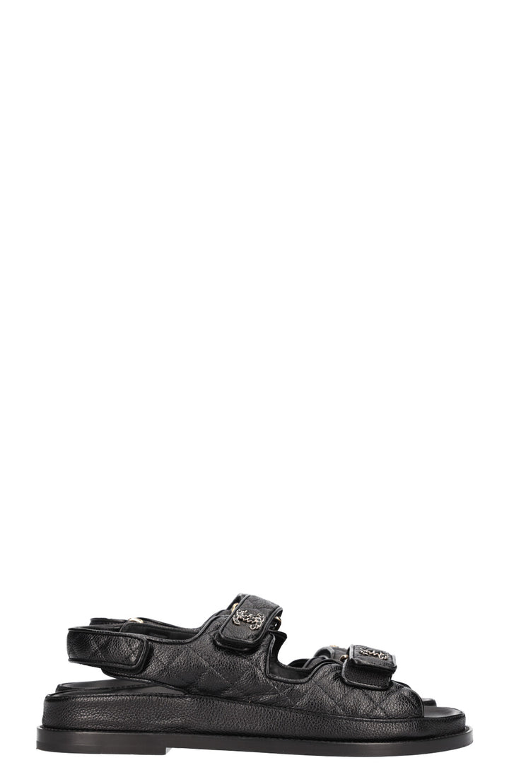 CHANEL Sandales Dad Caviar Noir