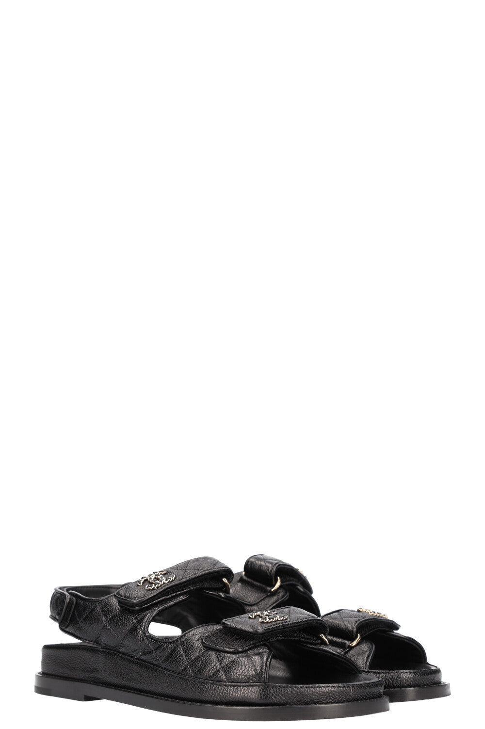 CHANEL Dad Sandals Caviar Black – REAWAKE - Main Image