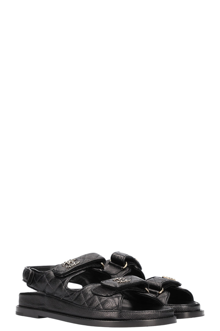 CHANEL Dad Sandals Caviar Black