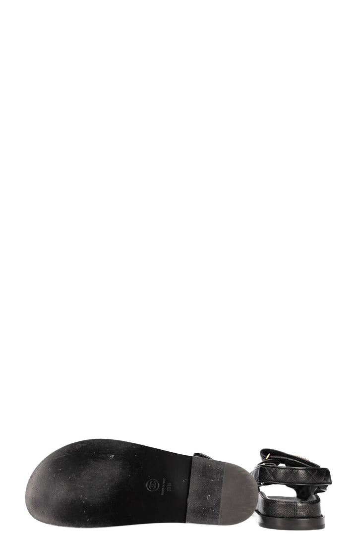 CHANEL Sandales Dad Caviar Noir