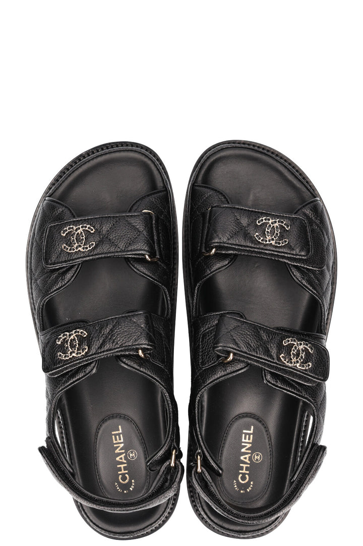 CHANEL Sandales Dad Caviar Noir