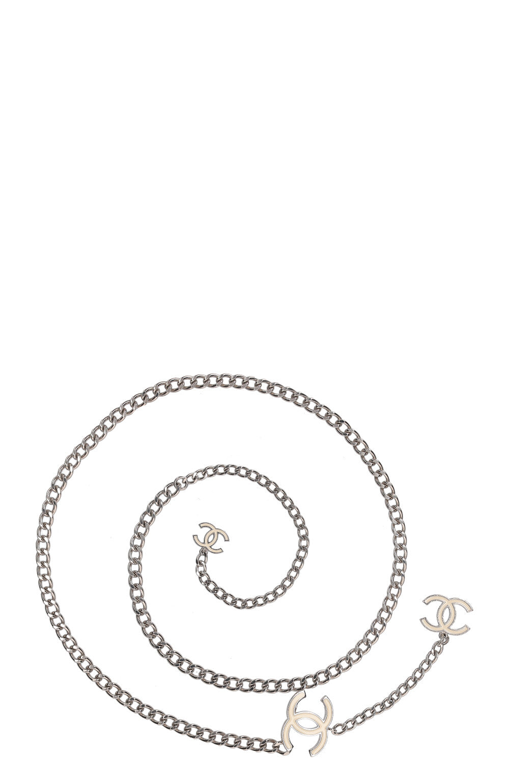 Silver chanel chain belt on sale