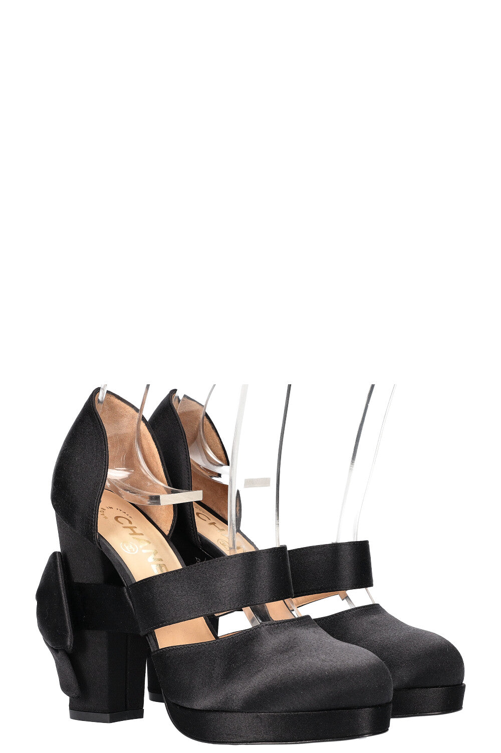 CHANEL Bowe Heels Satin Black Media 1 of 8