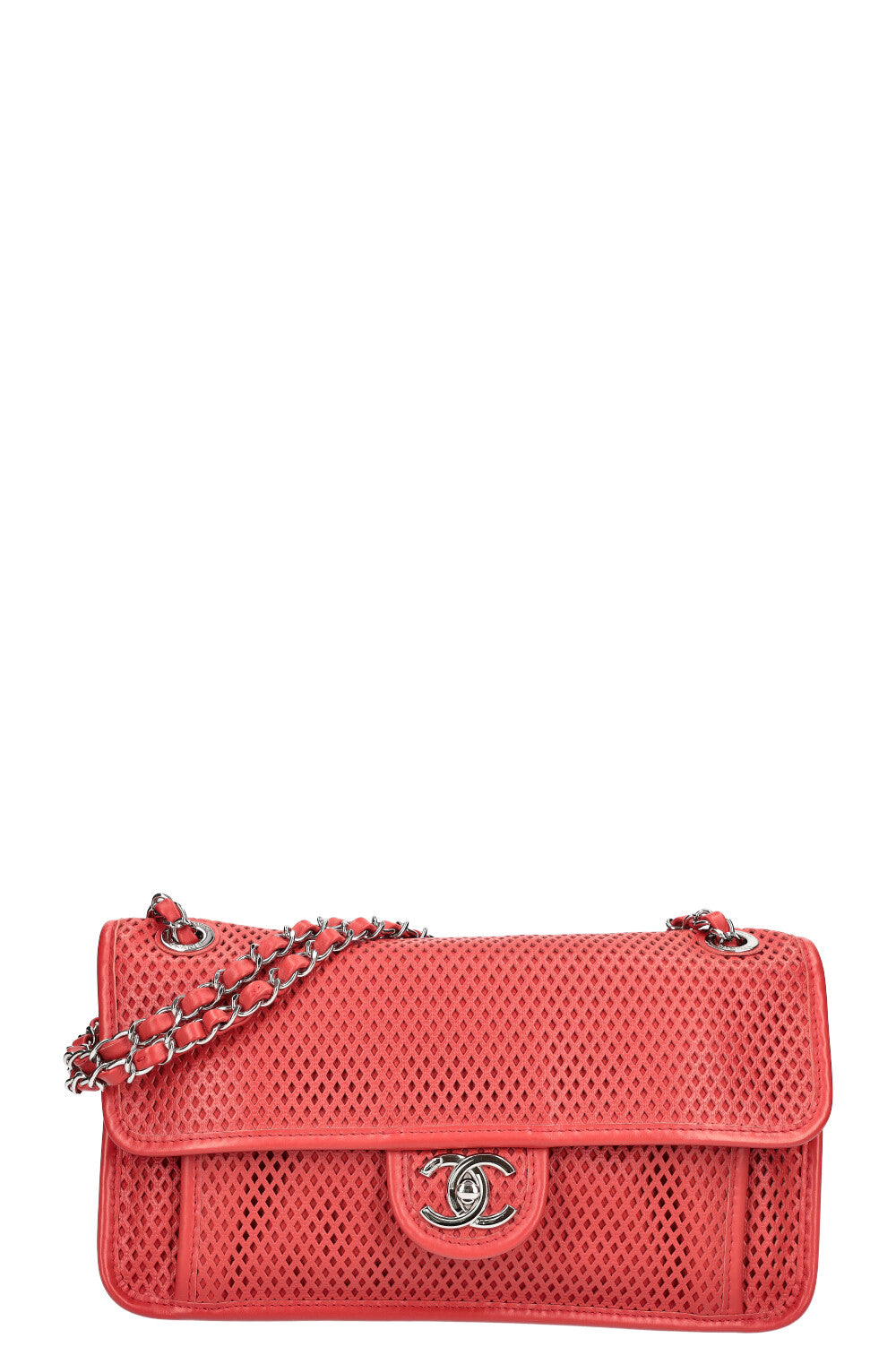 CHANEL Up in the Air Flap Bag Perforated Leather Red REAWAKE